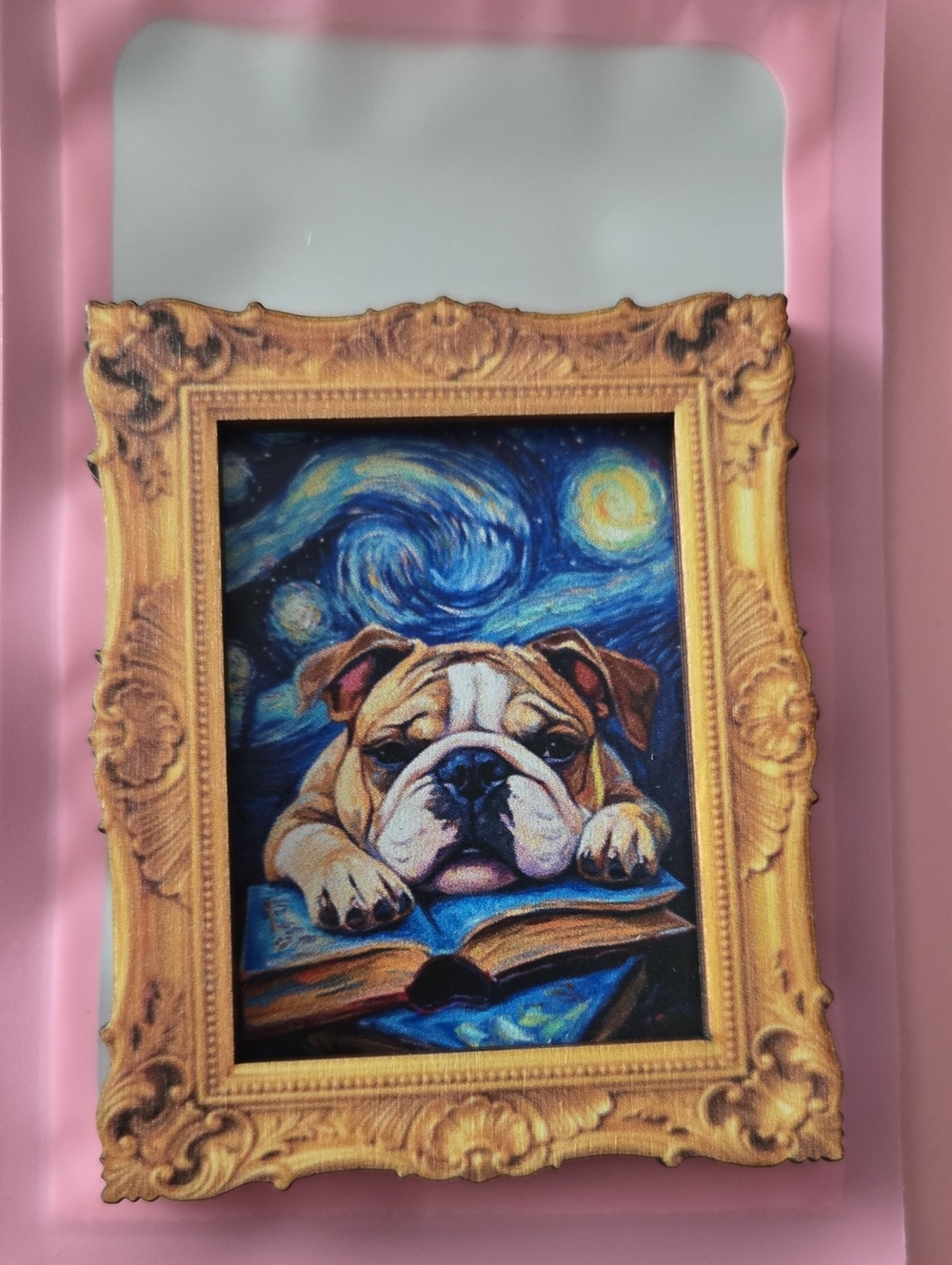 Cute Bulldog Fridge Wooden Magnet